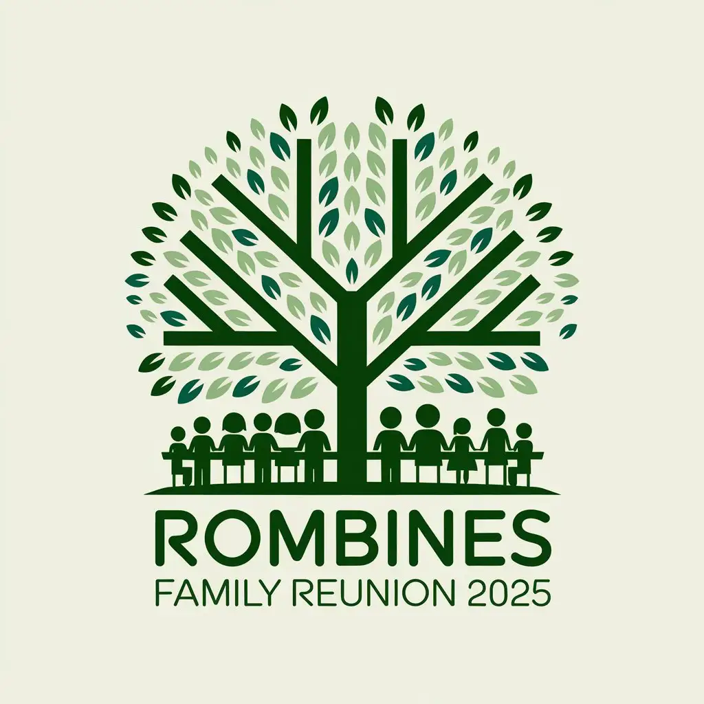 LOGO Design for ROMBINES FAMILY REUNION 2025 Vector Design with Family Reunion Symbol and Clear Background