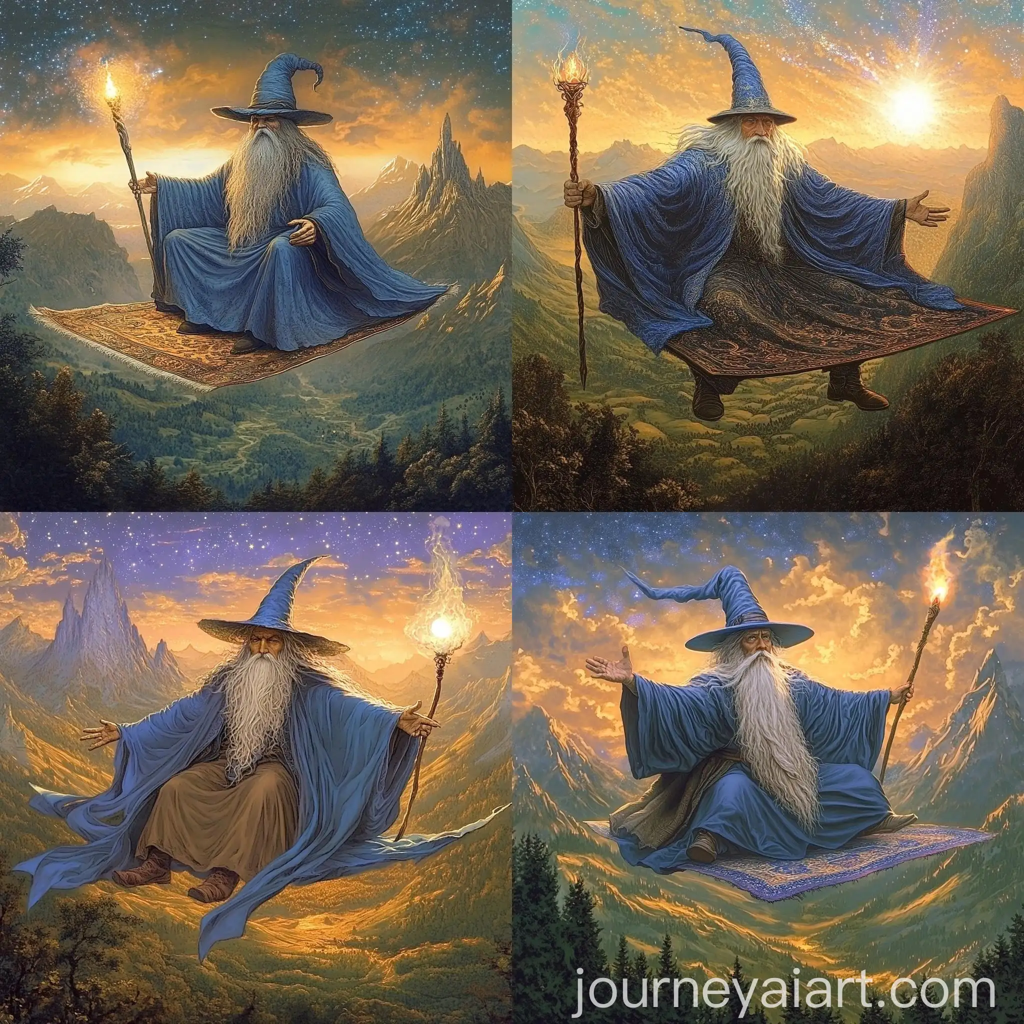 Mystical-Wizard-Flying-on-Magic-Rug-Over-Mountain-Landscape