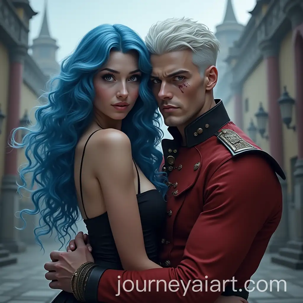 Fantasy-Warrior-Couple-in-Dark-Fantasy-Setting-with-Magic-and-Ivy-League-Architecture