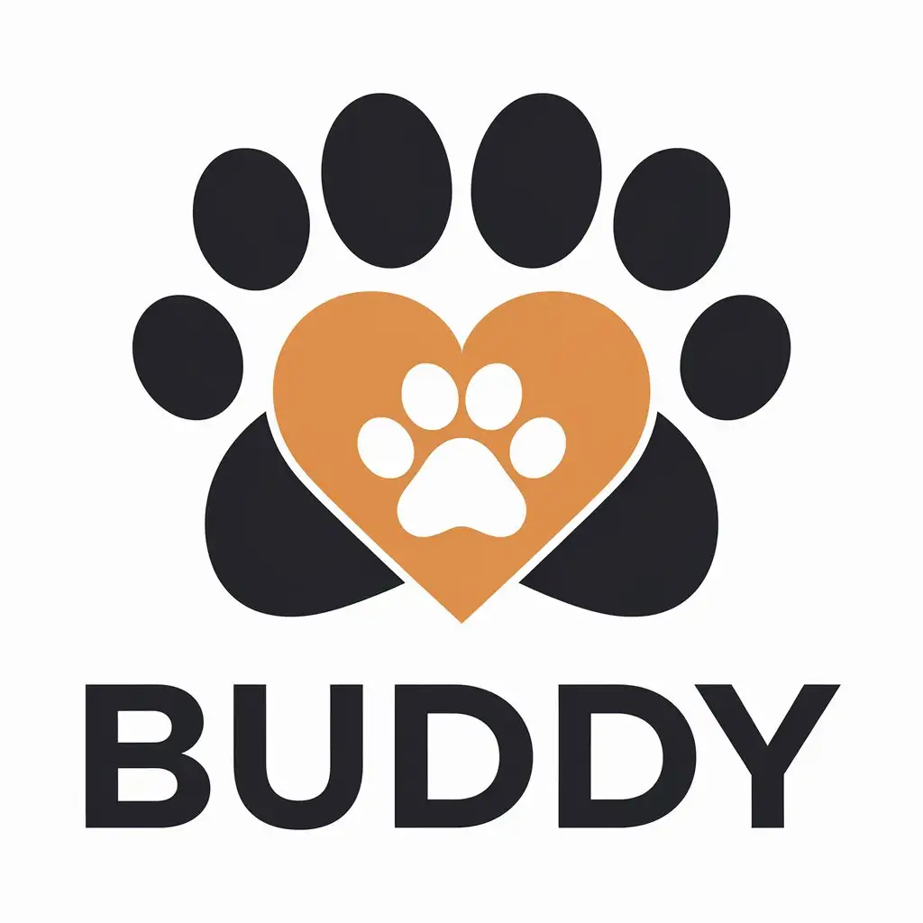 LOGO Design For Buddy Heart in Dog Paws Print Symbolizing Affection and Loyalty