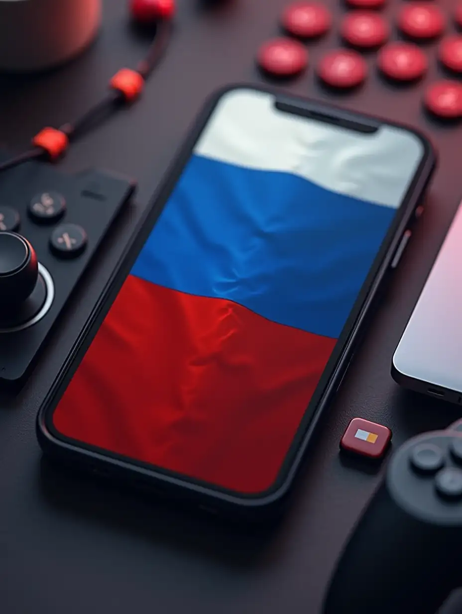 I want Russia flag, phone, joystick, laptop