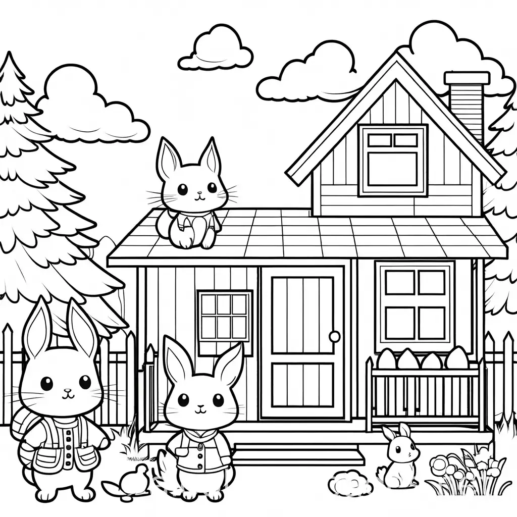 Chibi-Animals-in-Farmyard-Clothing-Coloring-Page