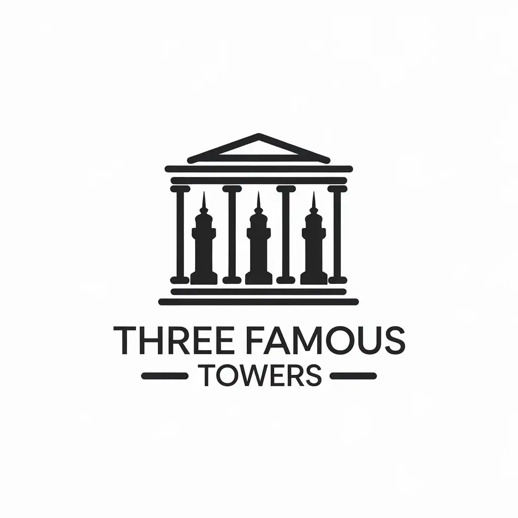 a vector logo design,with the text "Three famous towers", main symbol:gallery,Minimalistic,be used in Travel industry,clear background