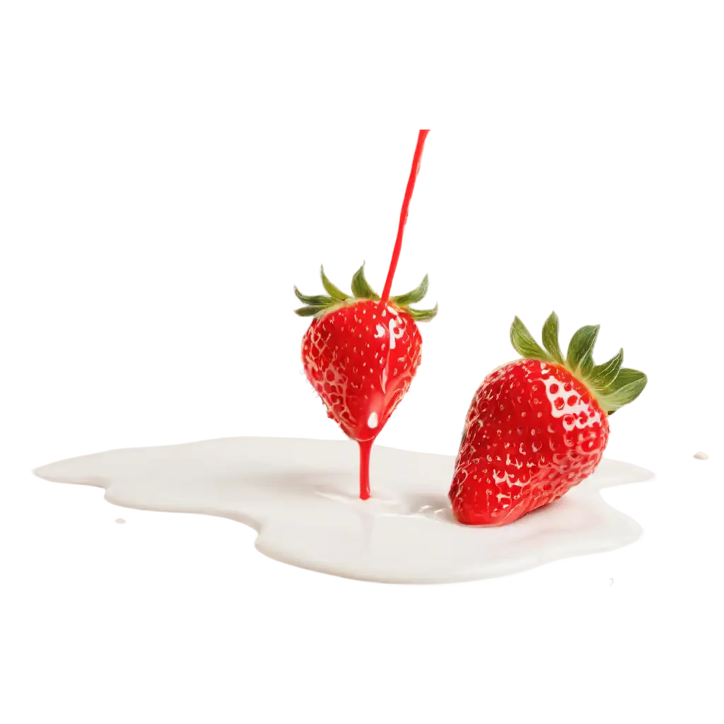 Enhance-Your-Design-with-a-Dripping-Milk-Effect-and-Strawberry-PNG-Image