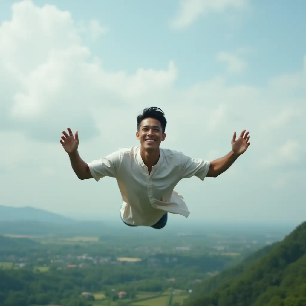 Indonesian-Man-Floating-in-the-Air-with-Wind-and-Clouds-Realistic-8K-Photography