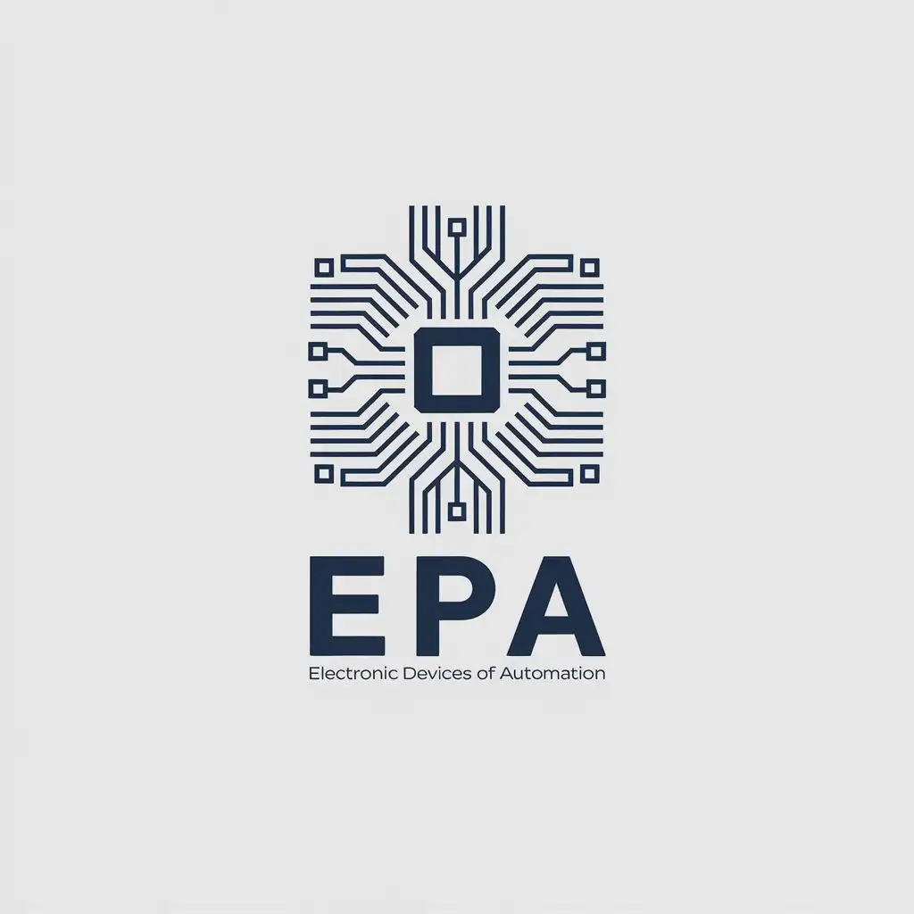 a vector logo design,with the text "EPA Electronic devices of automation", main symbol:electronic microcircuit,Moderate,be used in Technology industry,clear background