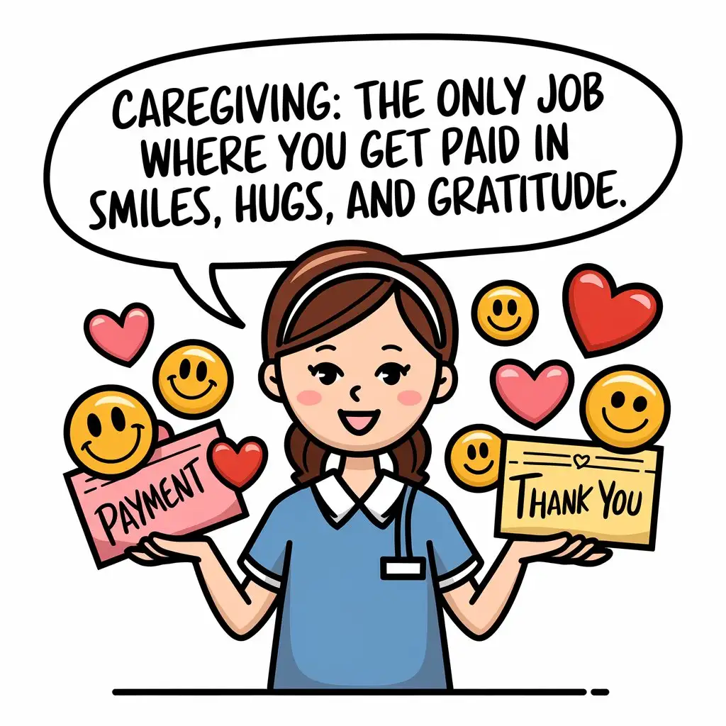 The Joys of Caregiving A Cartoon Representation of Gratitude and Love