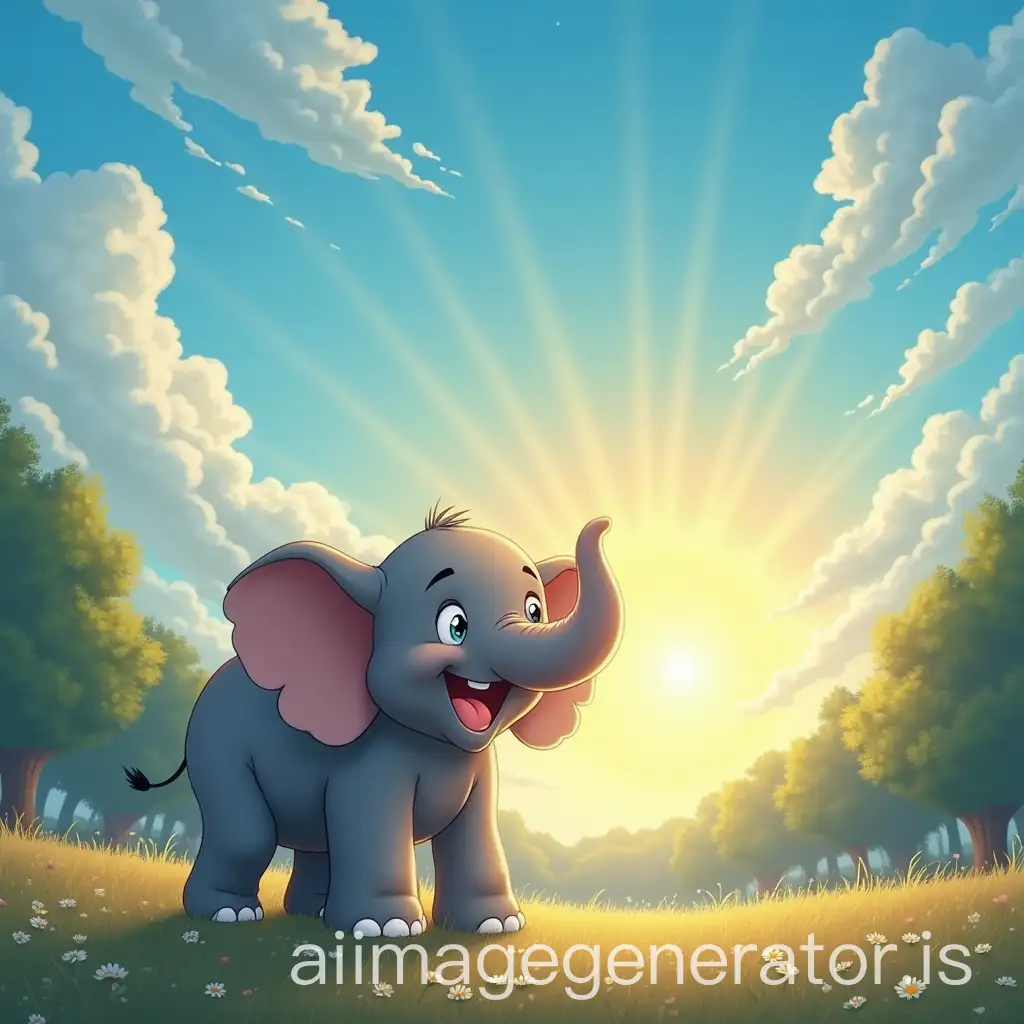 Happy-Elephant-Under-Radiant-Sunlight