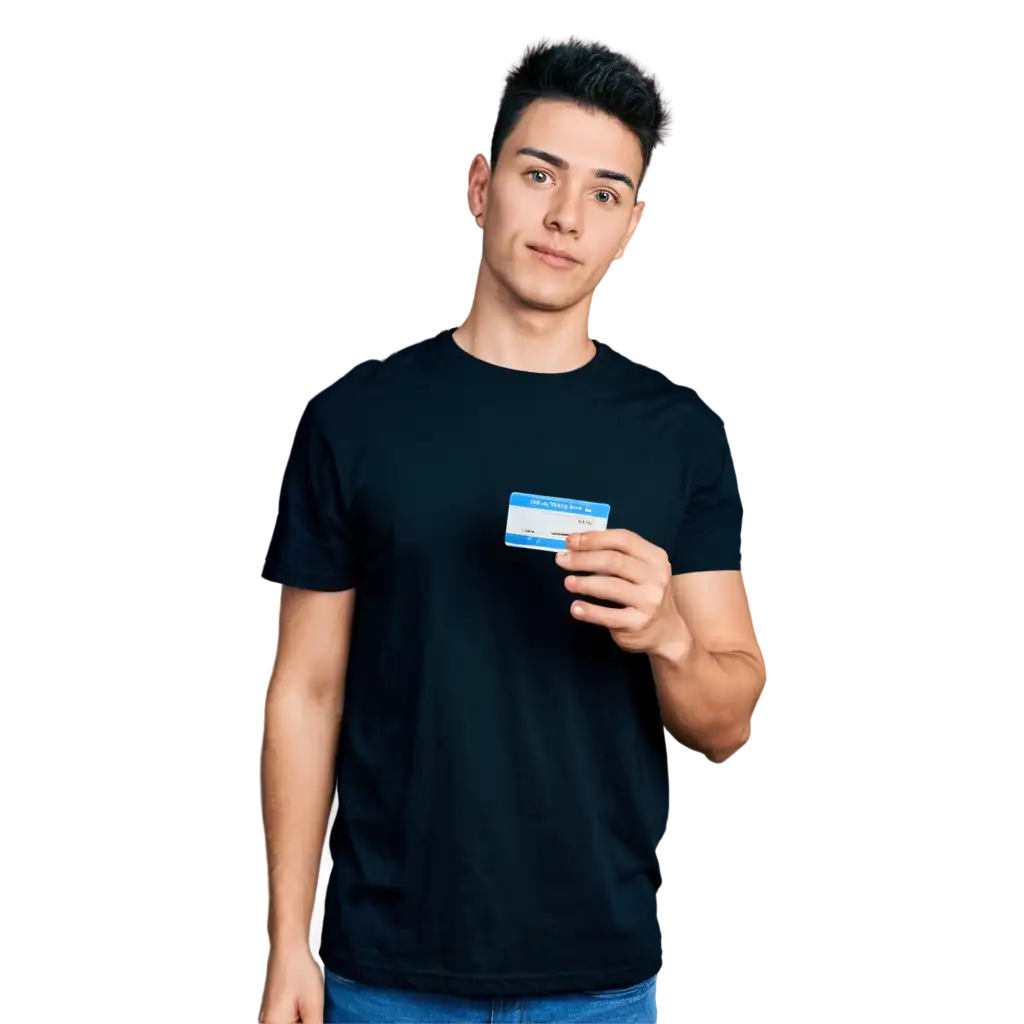 Man-in-Black-TShirt-Holding-Drivers-License-PNG-Image-for-Enhanced-Clarity-and-Quality