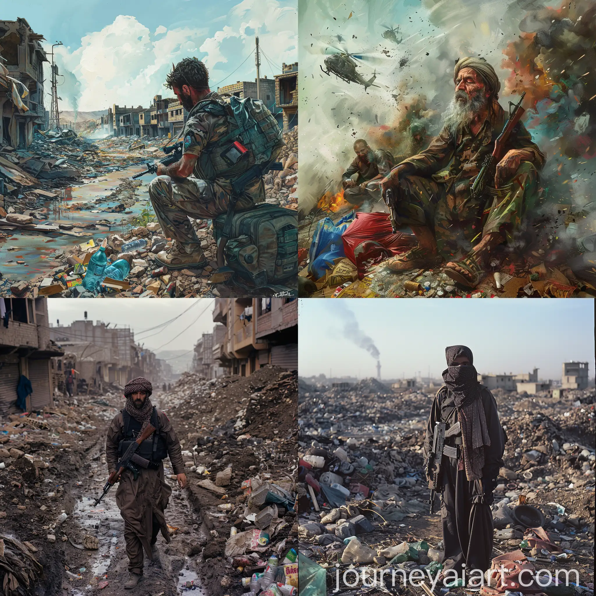 Urban-Warfare-Scene-with-Kurdish-Guerrilla-Fighter-in-Ruined-City