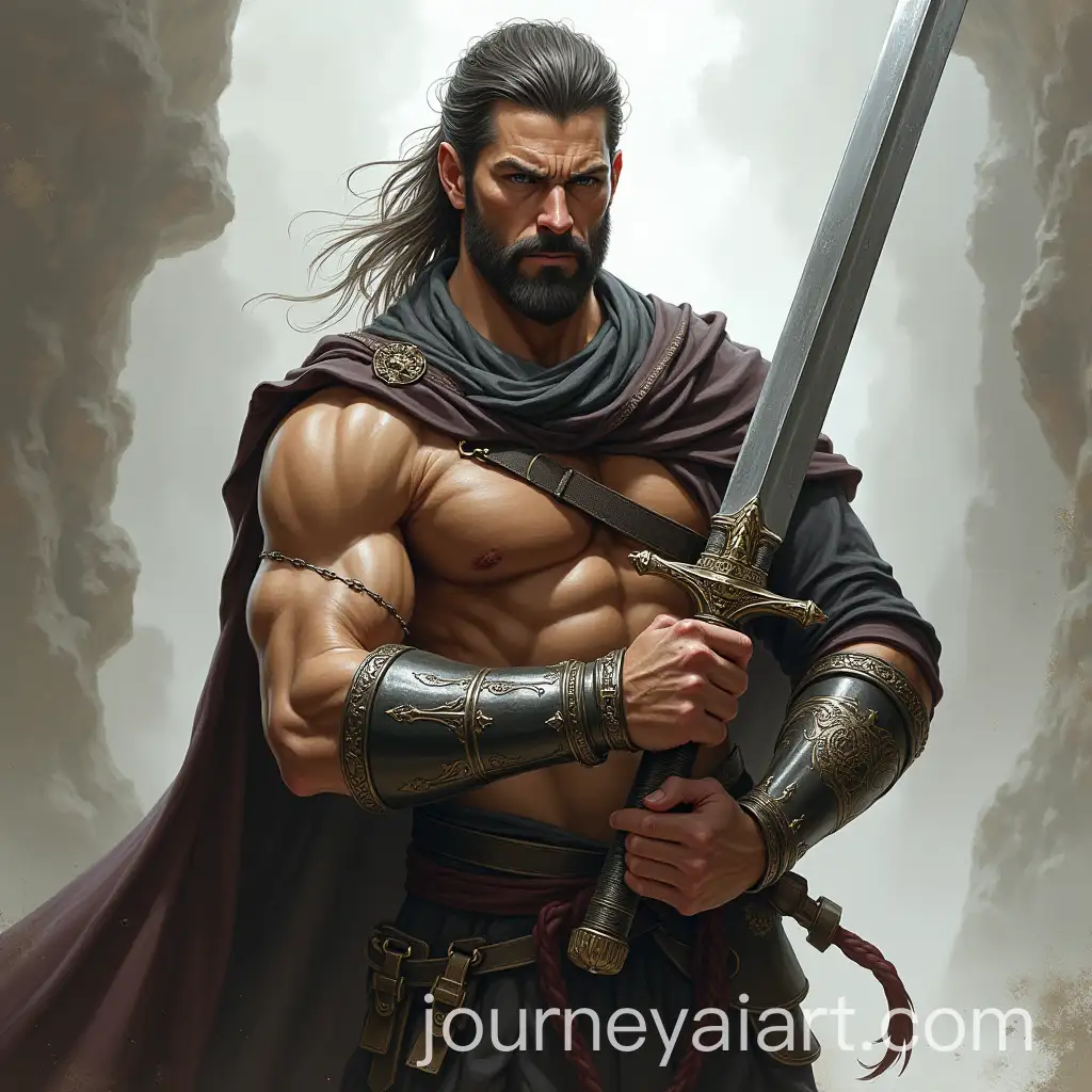 Muscular-Male-Warrior-with-Sword-in-Dramatic-Lighting