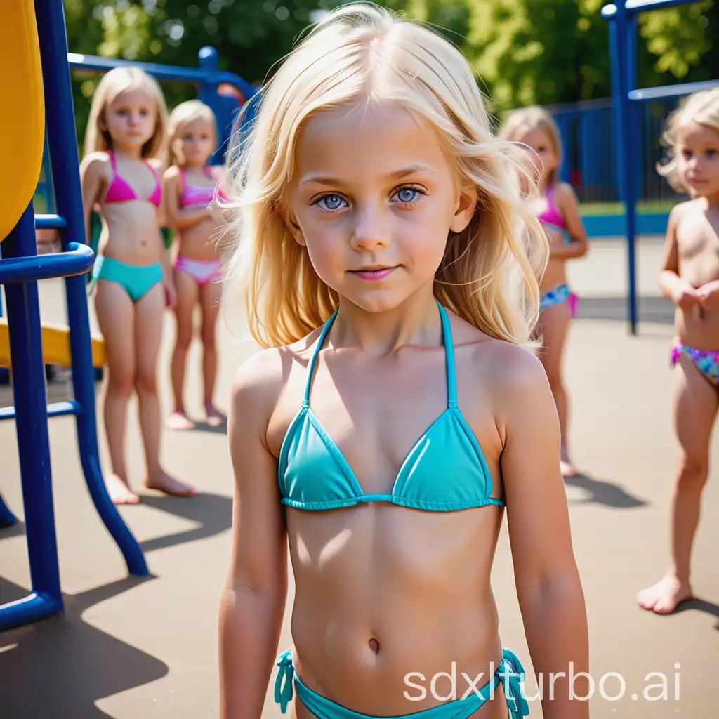 7YearOld-Girl-in-Bikini-Playing-with-Friends-in-School-Playground