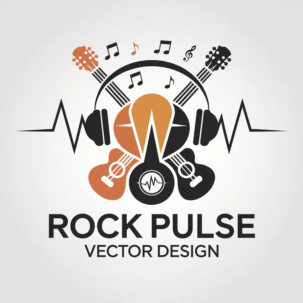 LOGO Design for Rock Pulse Guitars Music Pulse and Headphones Theme