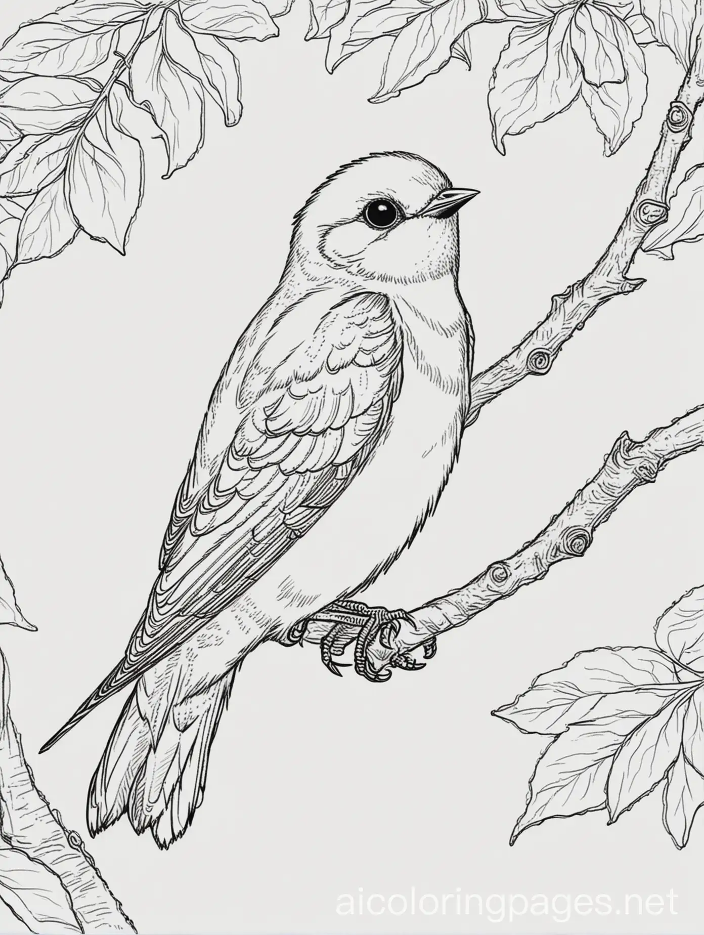 Swallow-Coloring-Page-on-Tree-Branch-Simple-Line-Art-for-Kids