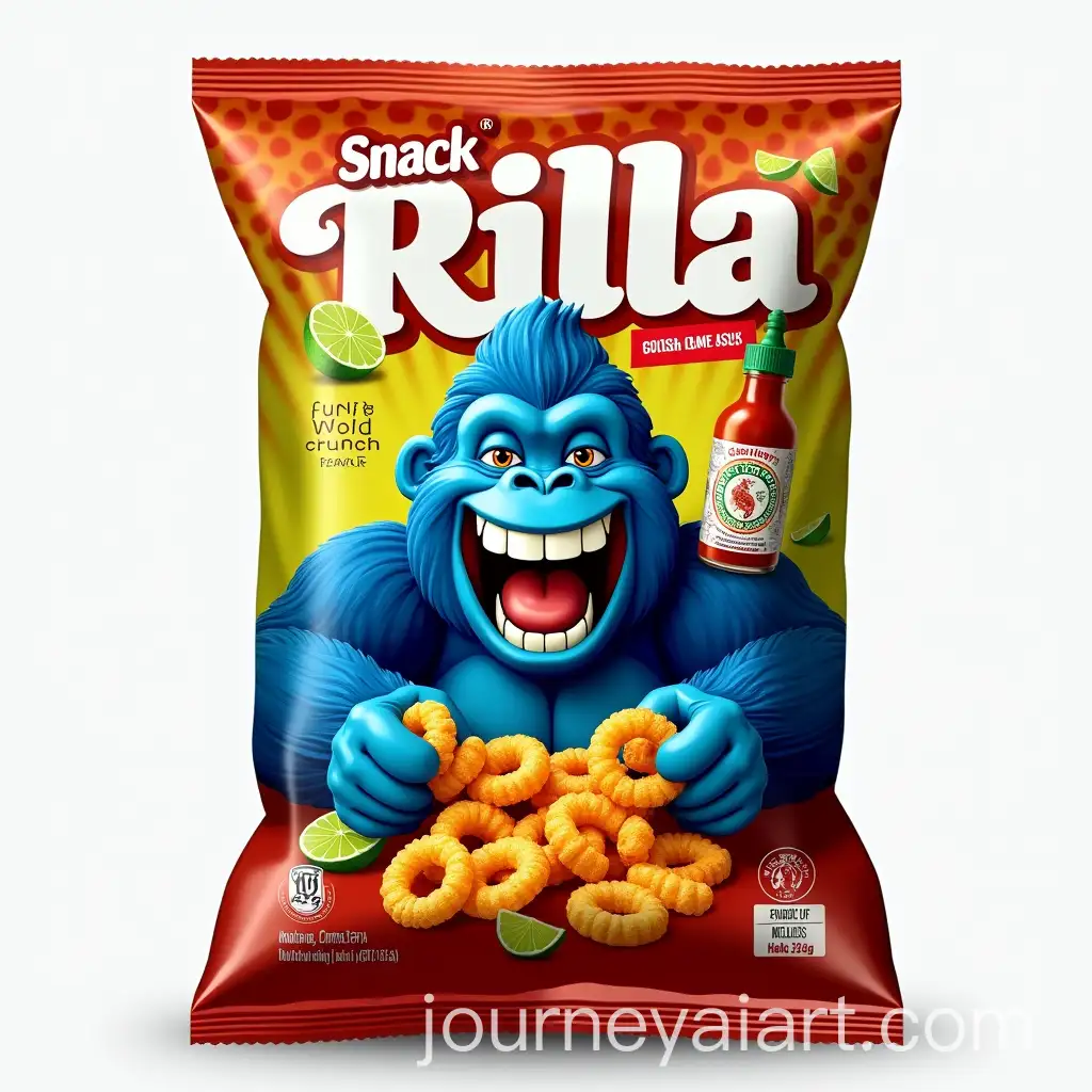Sriracha-Lime-Flavor-Gorilla-Mascot-Snack-PackagingAI-Image-Prompt-Expansion-with-Puffed-Corn