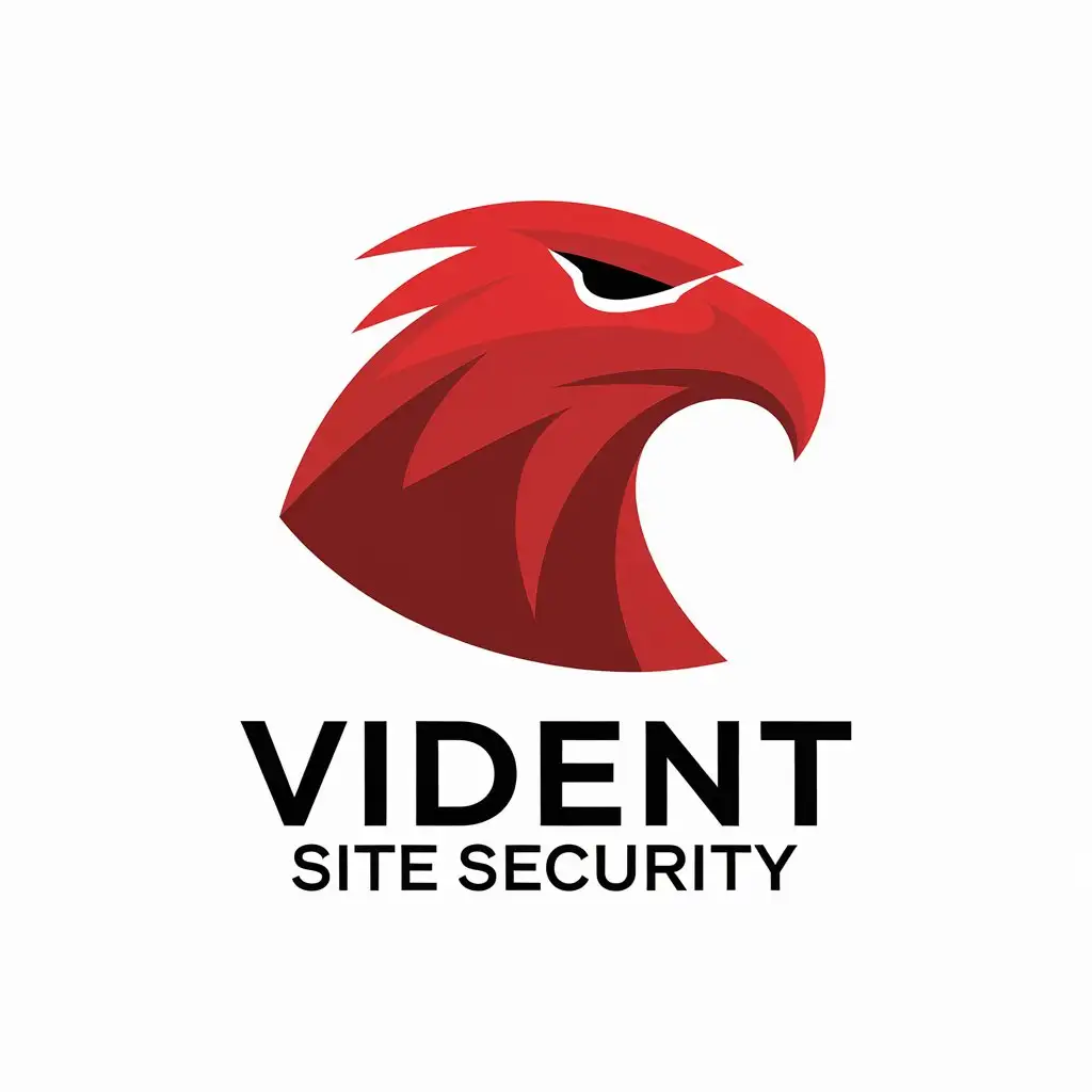 LOGO Design for Vident Site Security Red Eagle Head with Black Eye Minimalistic Style for Technology Industry