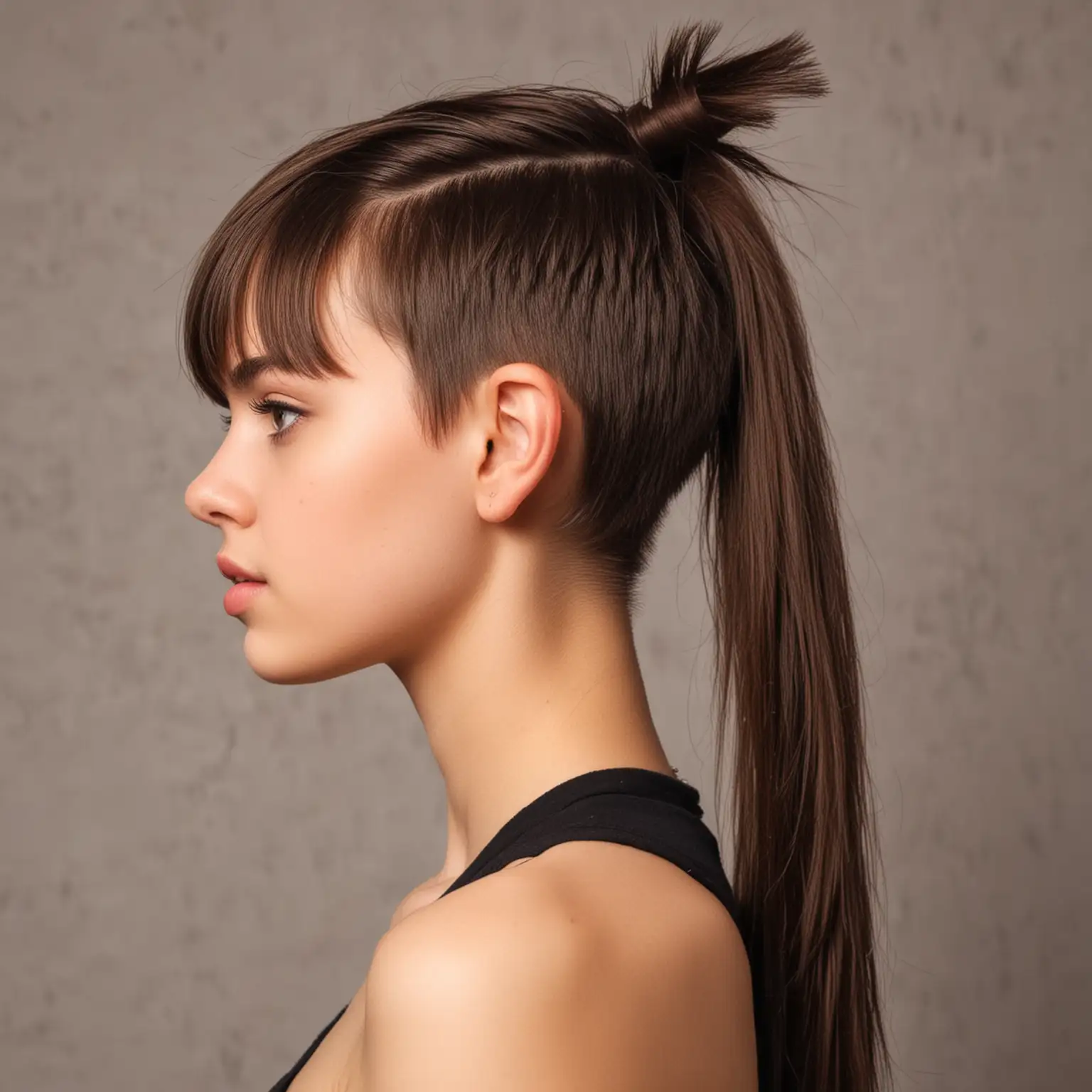 Teen-Girl-with-Brown-Shaving-Sides-Pixie-Cut-and-Long-Bangs-with-Very-Long-Back-Nape-Hair