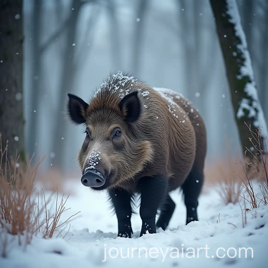 Wild-Boar-in-an-Enchanted-Snowy-Forest
