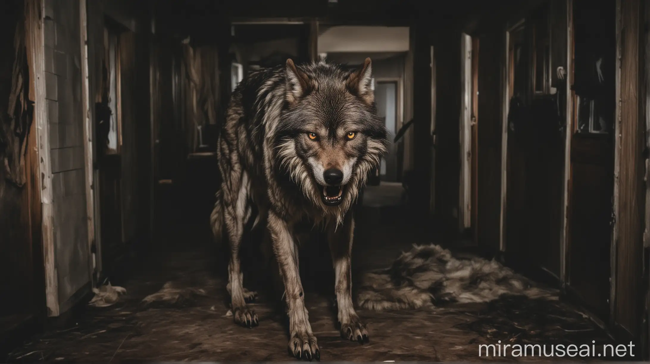 Eerie Wolf Skinwalker in Haunted House