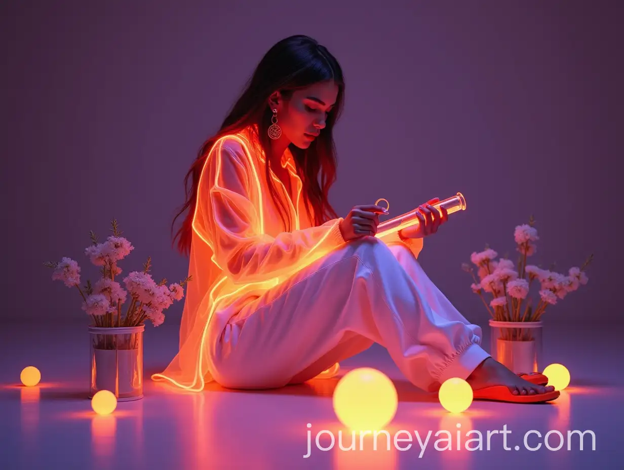 Neon-Musician-with-Futuristic-Instruments-in-Dark-Studio