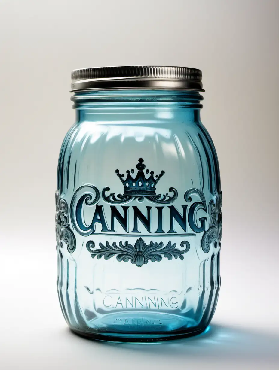 Antique Canning Jar with Ornate Silver Crown