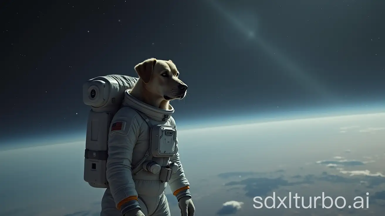 Giant-Dog-in-Spacesuit-Floating-in-Infinite-Gray-Space