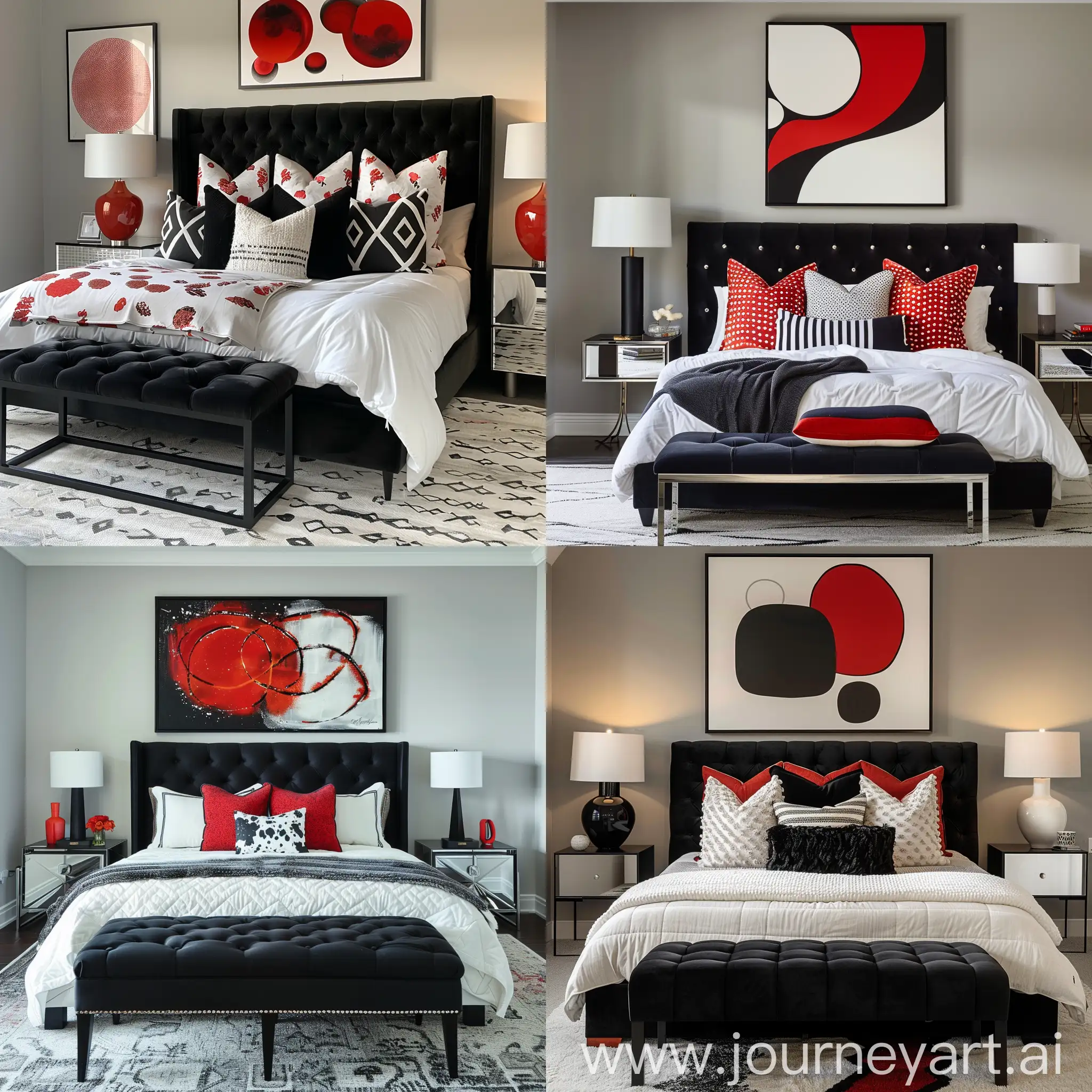 Contemporary-Bedroom-Interior-with-Black-Tufted-Headboard-and-Abstract-Art