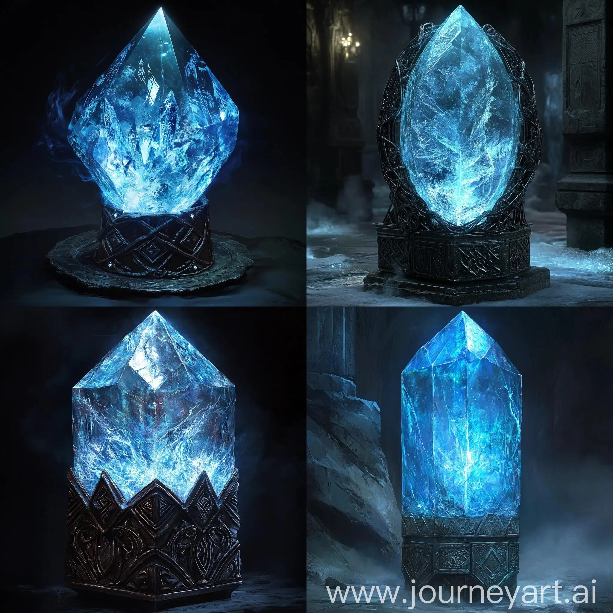 Magical-Crystal-Enclosed-in-Dark-Metal-with-Arctic-Ice-Patterns