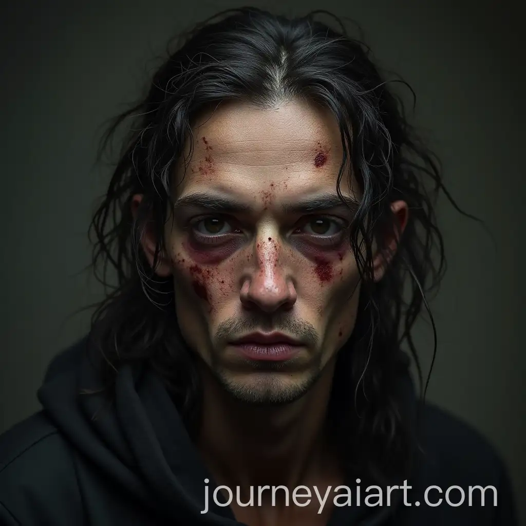 Portrait-of-a-Thin-and-Sickly-Male-Hunter-with-Dark-Hair