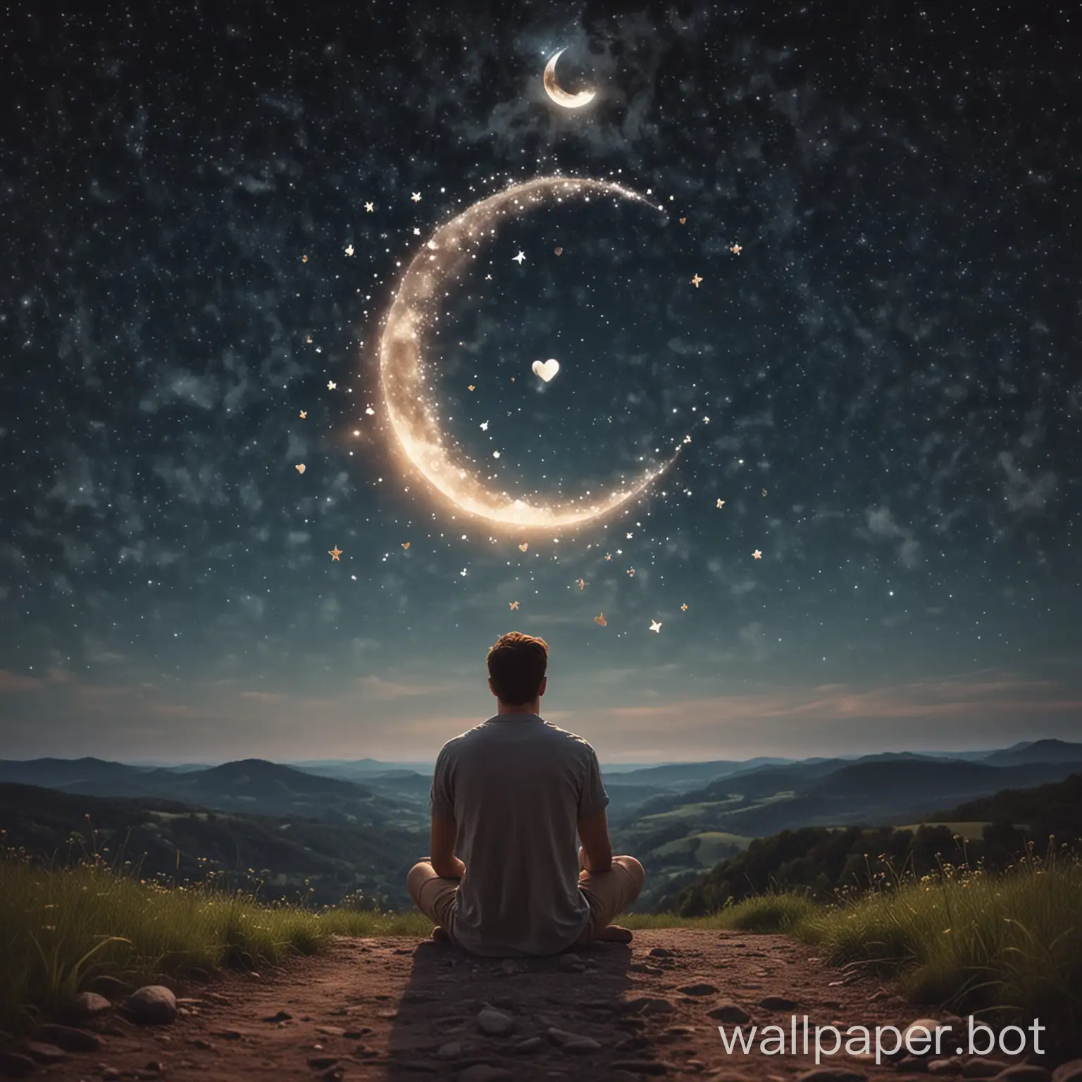 Romantic-Man-Under-Moonlight-with-Hearts-in-a-Starlit-Landscape