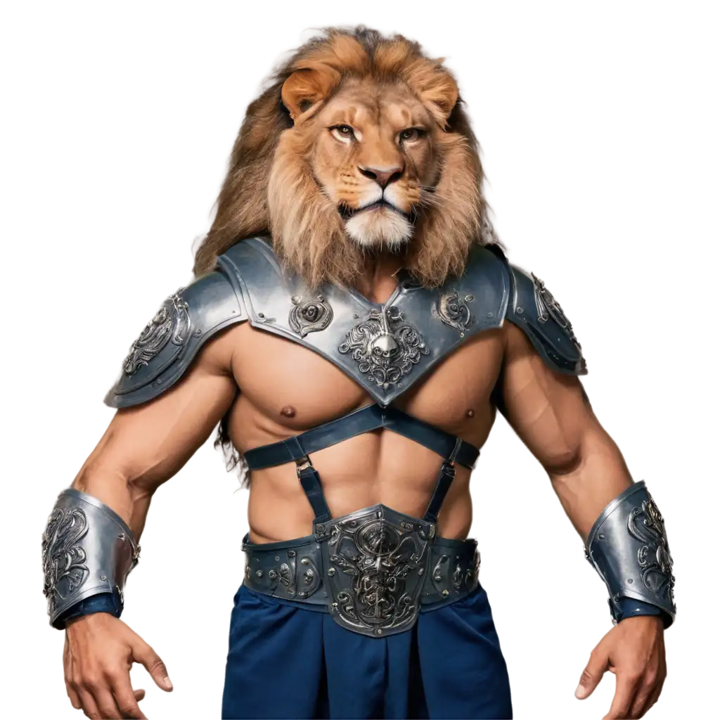 Muscular-Warrior-Lion-PNG-Image-Lion-in-Battle-Gear-Eyeing-the-Opponent