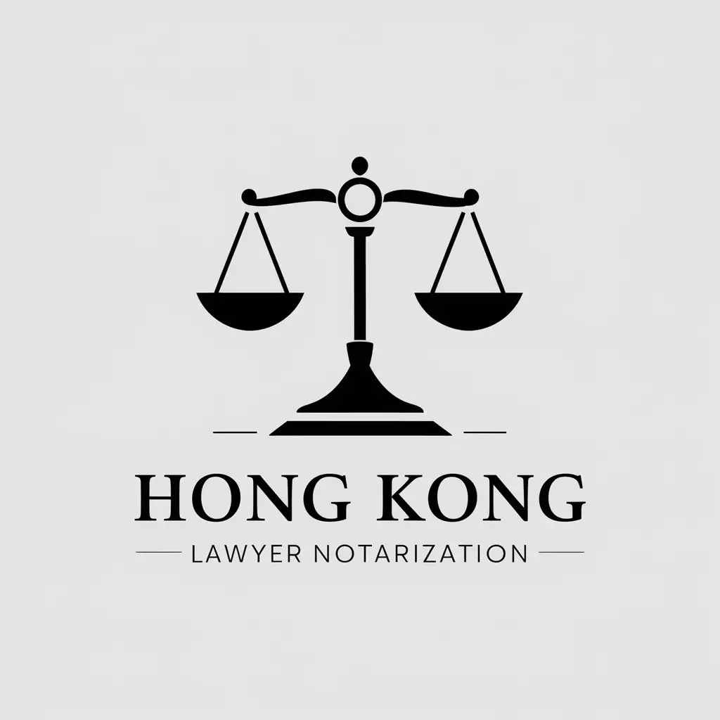 a vector logo design,with the text "Hong Kong lawyer notarization", main symbol:balance,complex,be used in Legal industry,clear background