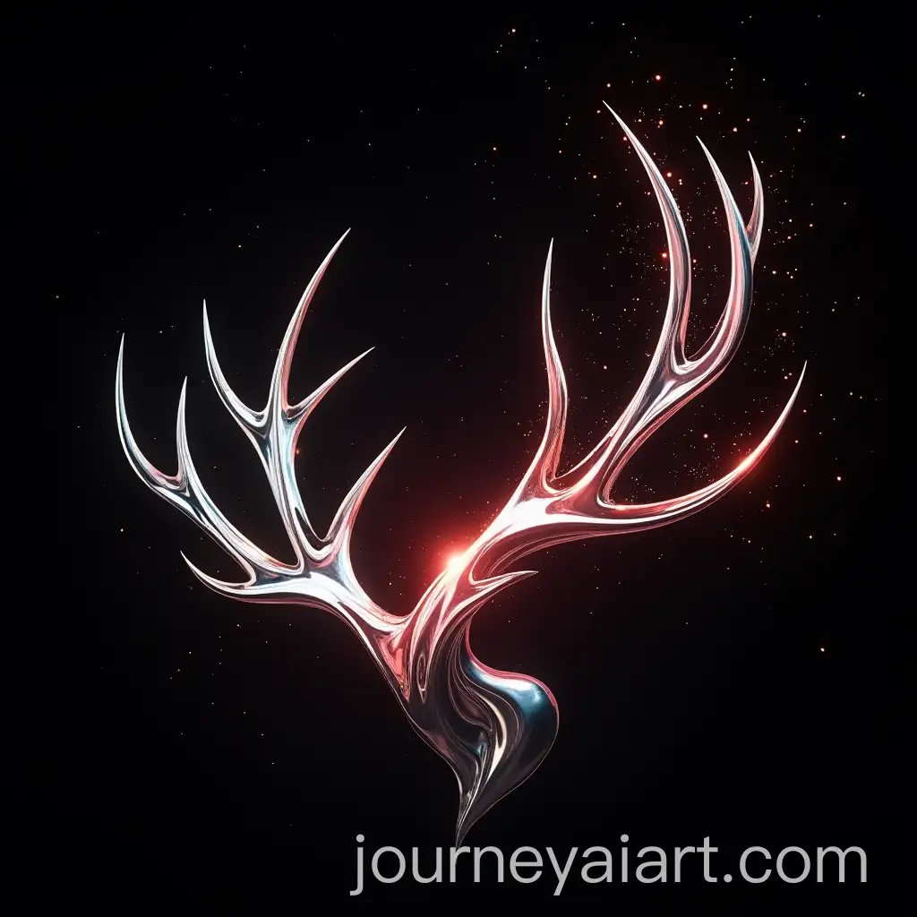 Abstract-Metallic-Christmas-Ornament-in-Cosmic-Darkness-with-Radiant-Red-and-White-Glow