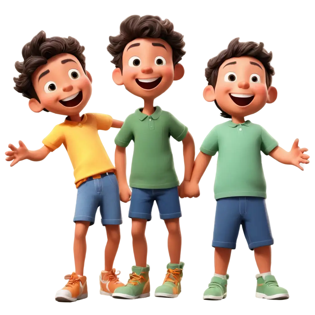 3 cartoon boys laughing