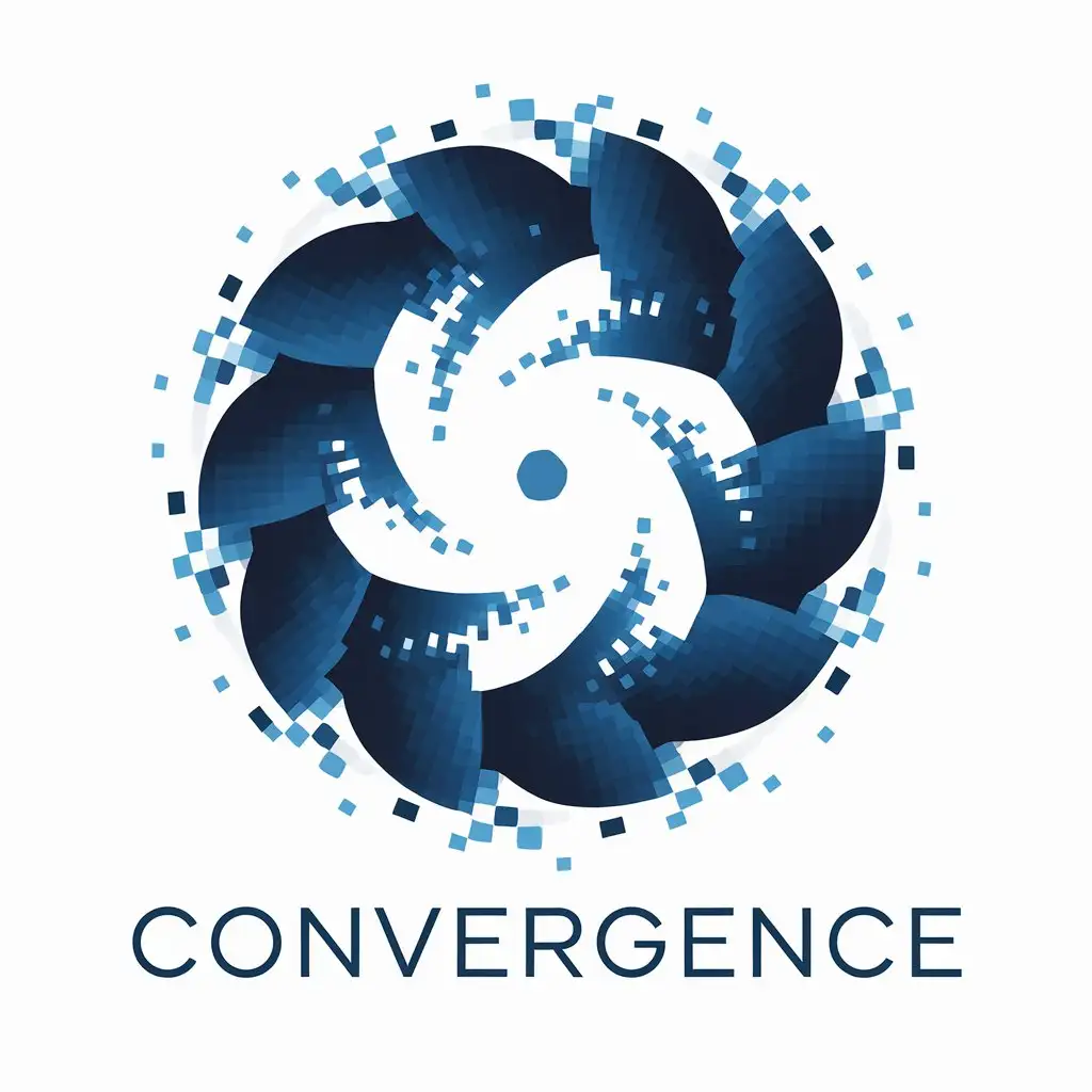 LOGO-Design-for-Convergence-WhirlLike-Cluster-in-Gradient-Blue-Colors