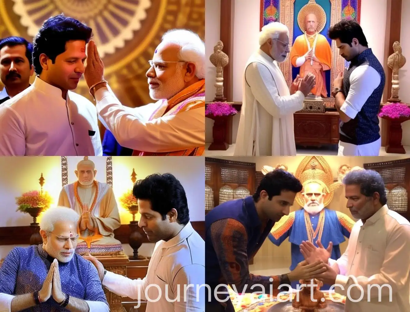 Sachin-Tendulkar-Taking-Blessings-with-Narendra-Modi
