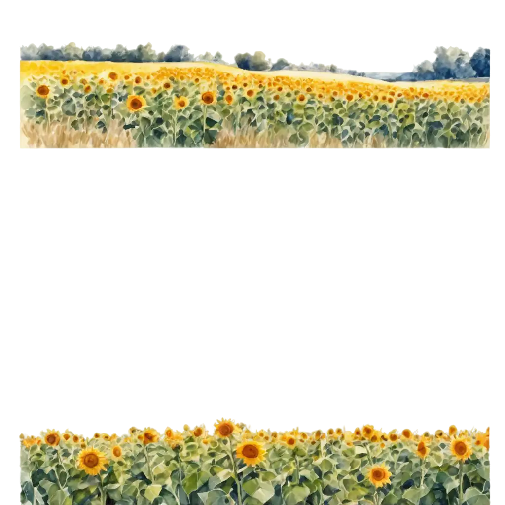 Vivid-Sunflower-Field-Watercolor-PNG-Image-Captivating-Nature-in-HighQuality-Format