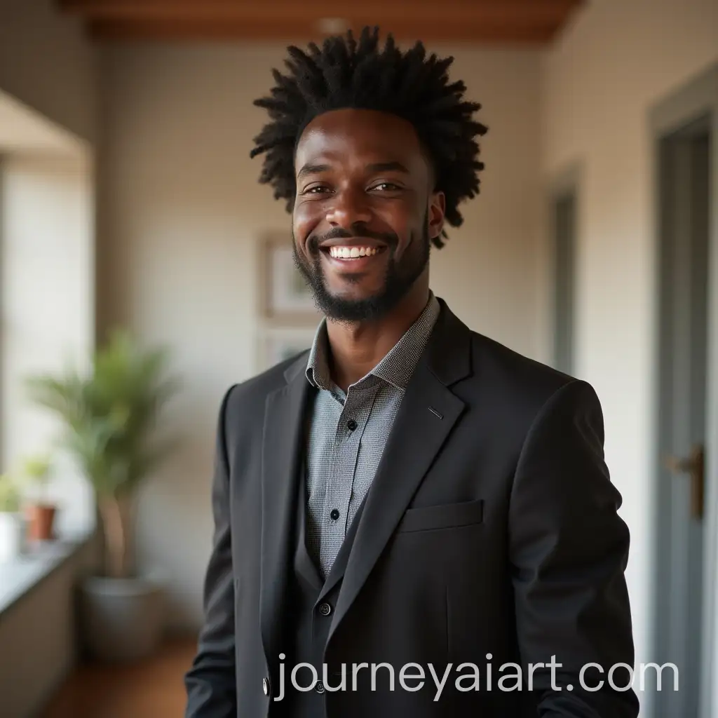 Smiling-Handsome-Young-Black-Man-in-a-Stylish-Room