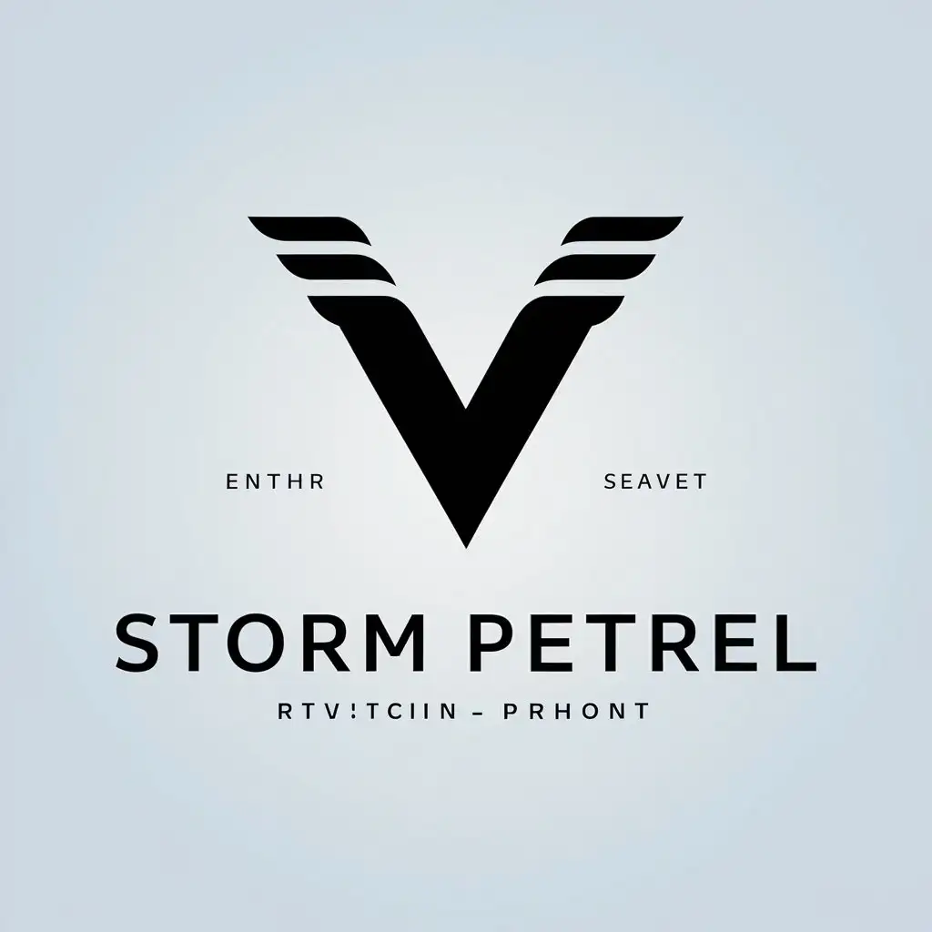 a vector logo design,with the text "storm petrel", main symbol:V,Minimalistic,be used in Education industry,clear background