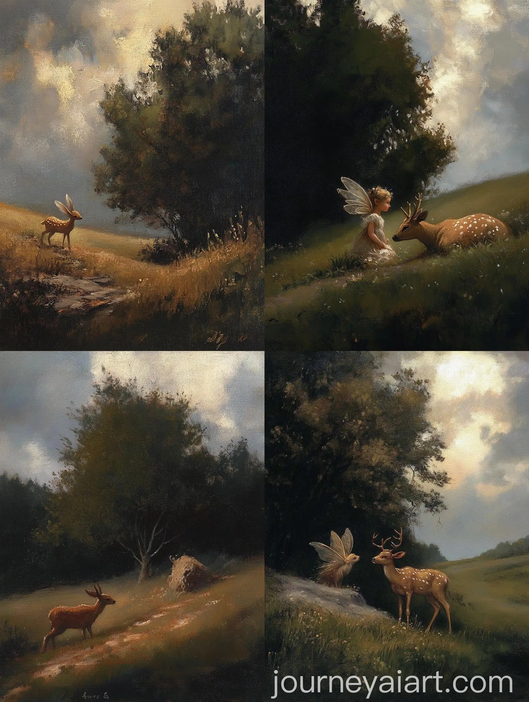 Renaissance-Painting-of-a-Fairy-Gazing-at-a-Deer