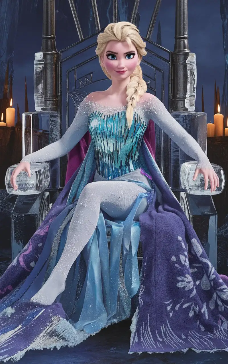 Elsa-Sitting-in-Her-Castle-Wearing-Elegant-Clothes