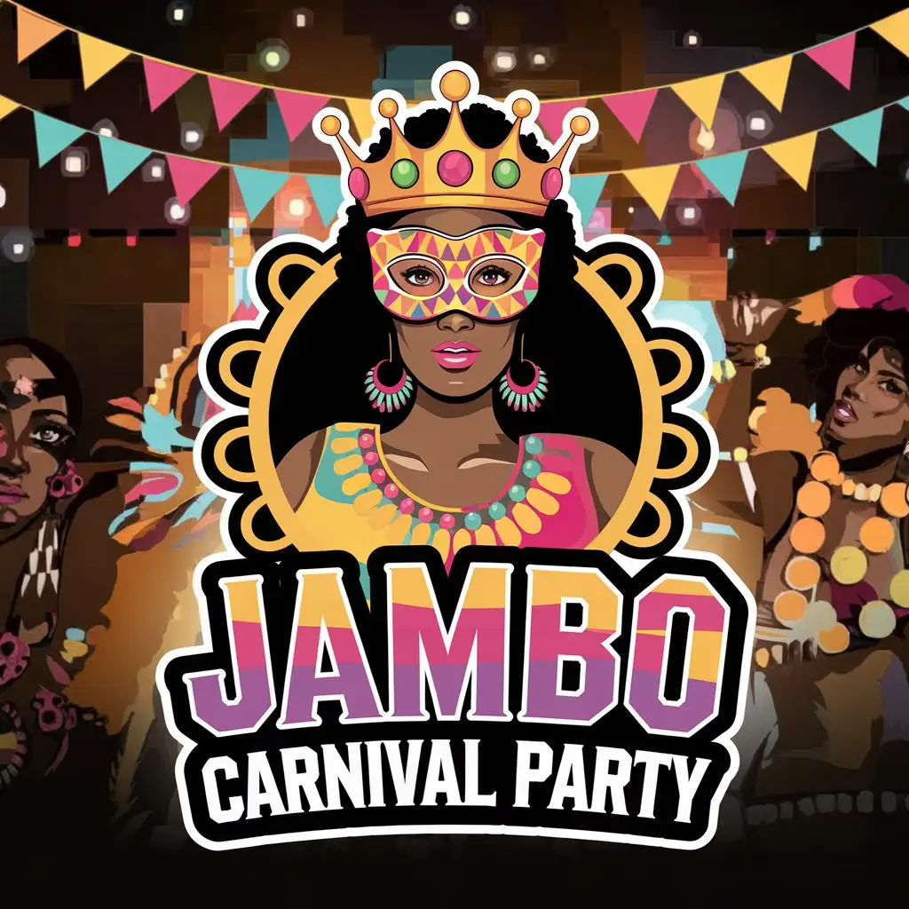 LOGO Design for JAMBO CARNIVAL PARTY African Woman Carnival and Rio de Janeiro Theme