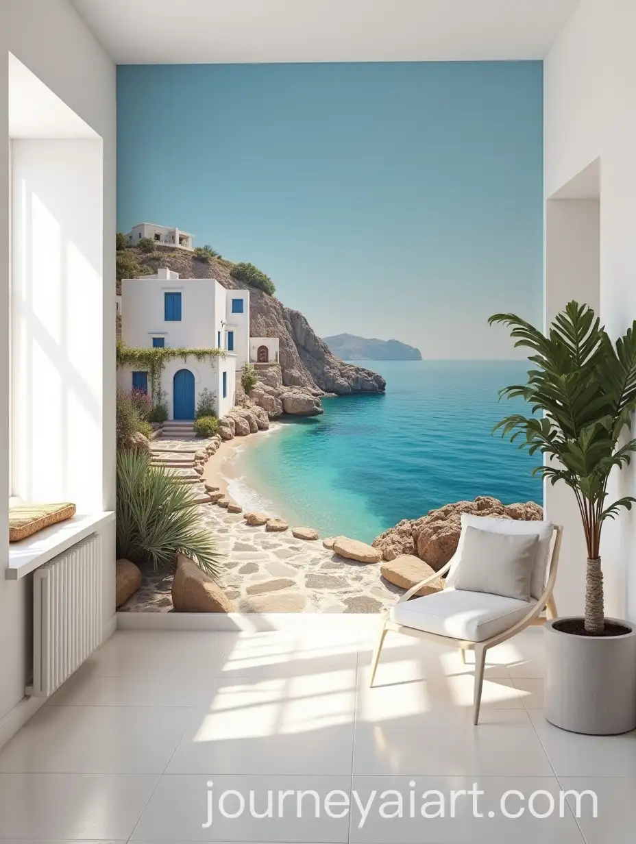 Greek-Island-Villa-Painting-in-Hotel-Lobby
