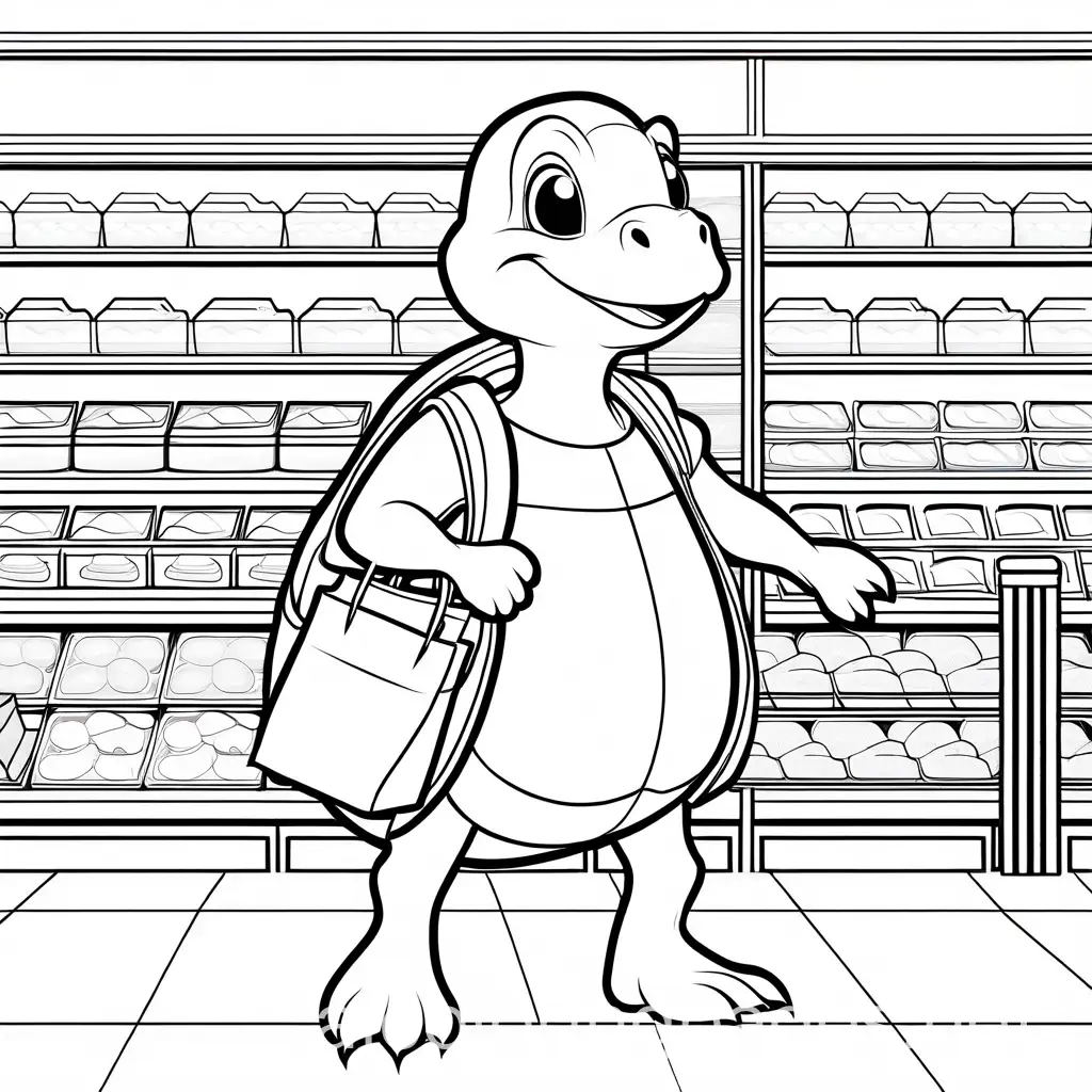 Adult-Female-Turtle-Character-Shopping-Coloring-Page