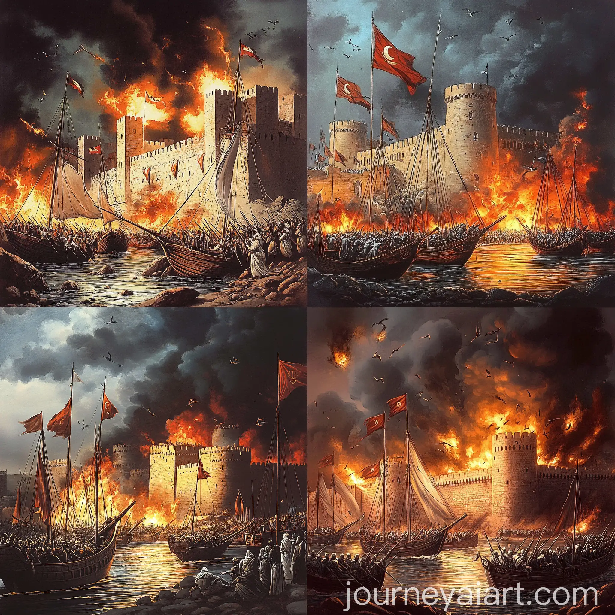 Yarubi-Army-vs-Portuguese-Forces-Historical-Battle-Scene-at-Muscat-Fort