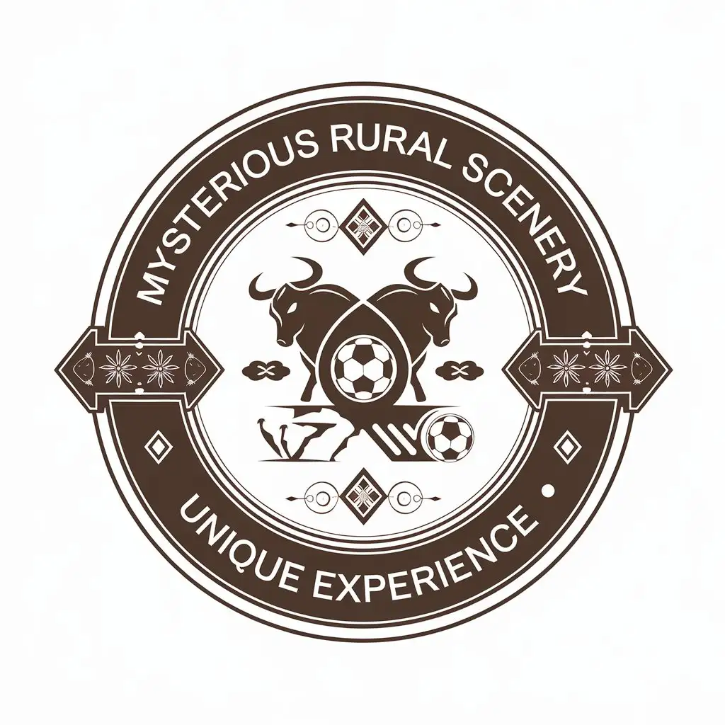 LOGO-Design-for-Mysterious-Rural-Scenery-Fighting-Bulls-and-Soccer-with-Minority-Nationalities-Decorative-Features