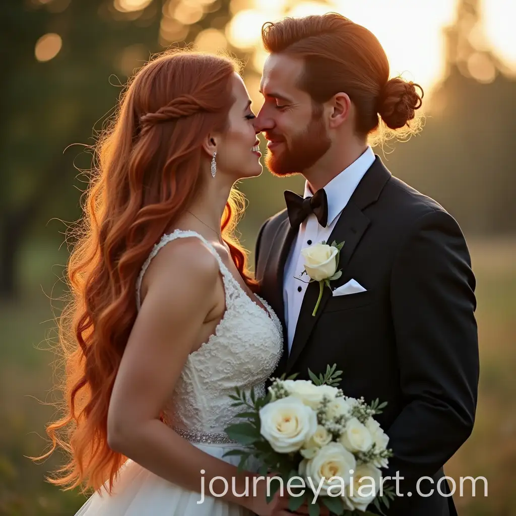 Billionaire-Man-and-Beautiful-Young-Woman-in-Outdoor-Wedding-Photo