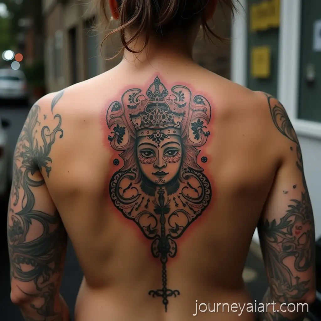 Intricate-Geometric-and-Floral-Back-Tattoo-Design-on-Human-Skin