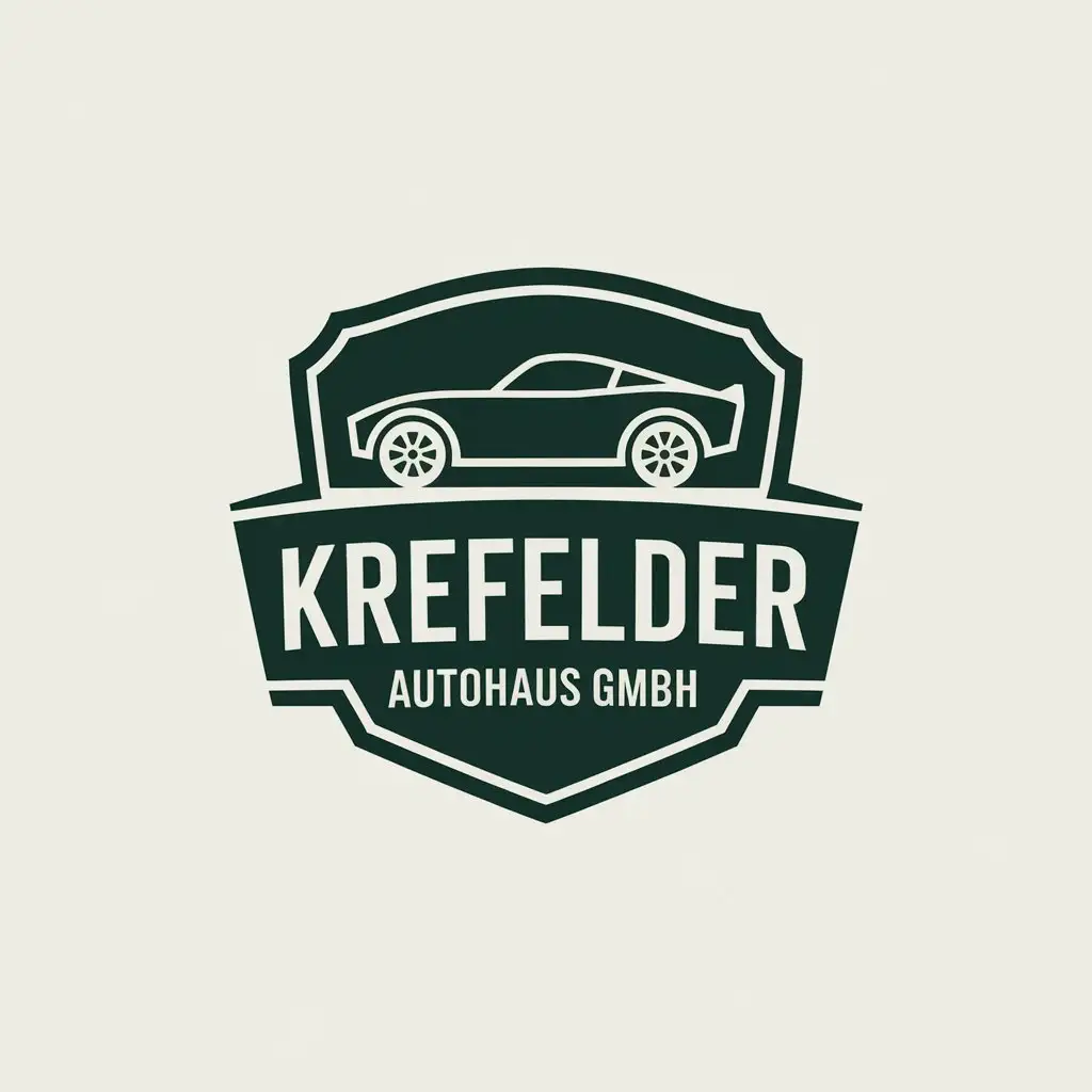 a vector logo design,with the text "Krefelder Autohaus GmbH", main symbol:The import and export of motor vehicles as well as the trade in motor vehicles of all kinds. The Company is entitled to all other transactions and measures that appear necessary or useful to achieve its purpose. You may also take over asset management, establish other companies or acquire, or participate in such, take over their representation or economic advice and conduct their business. The Company may establish branches.,complex,be used in Others industry,clear background