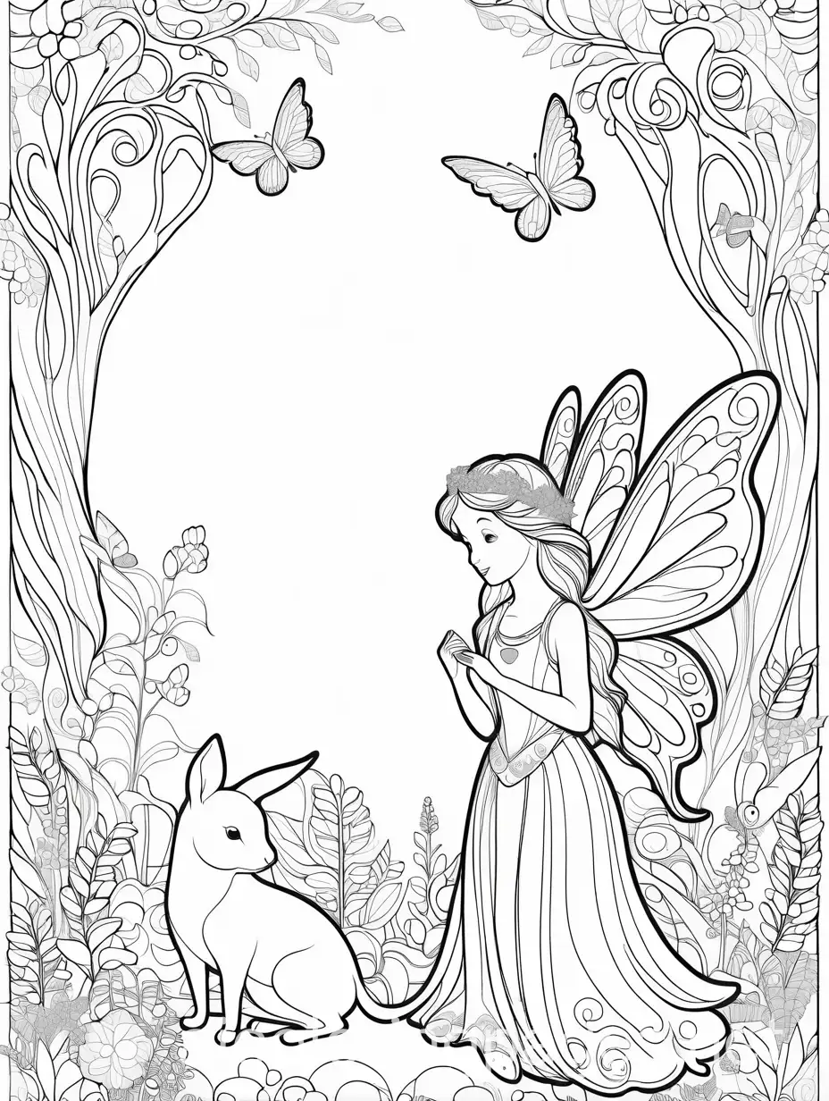 Enchanting-Fairy-and-Animal-Friends-in-a-Magic-Forest-Coloring-Page